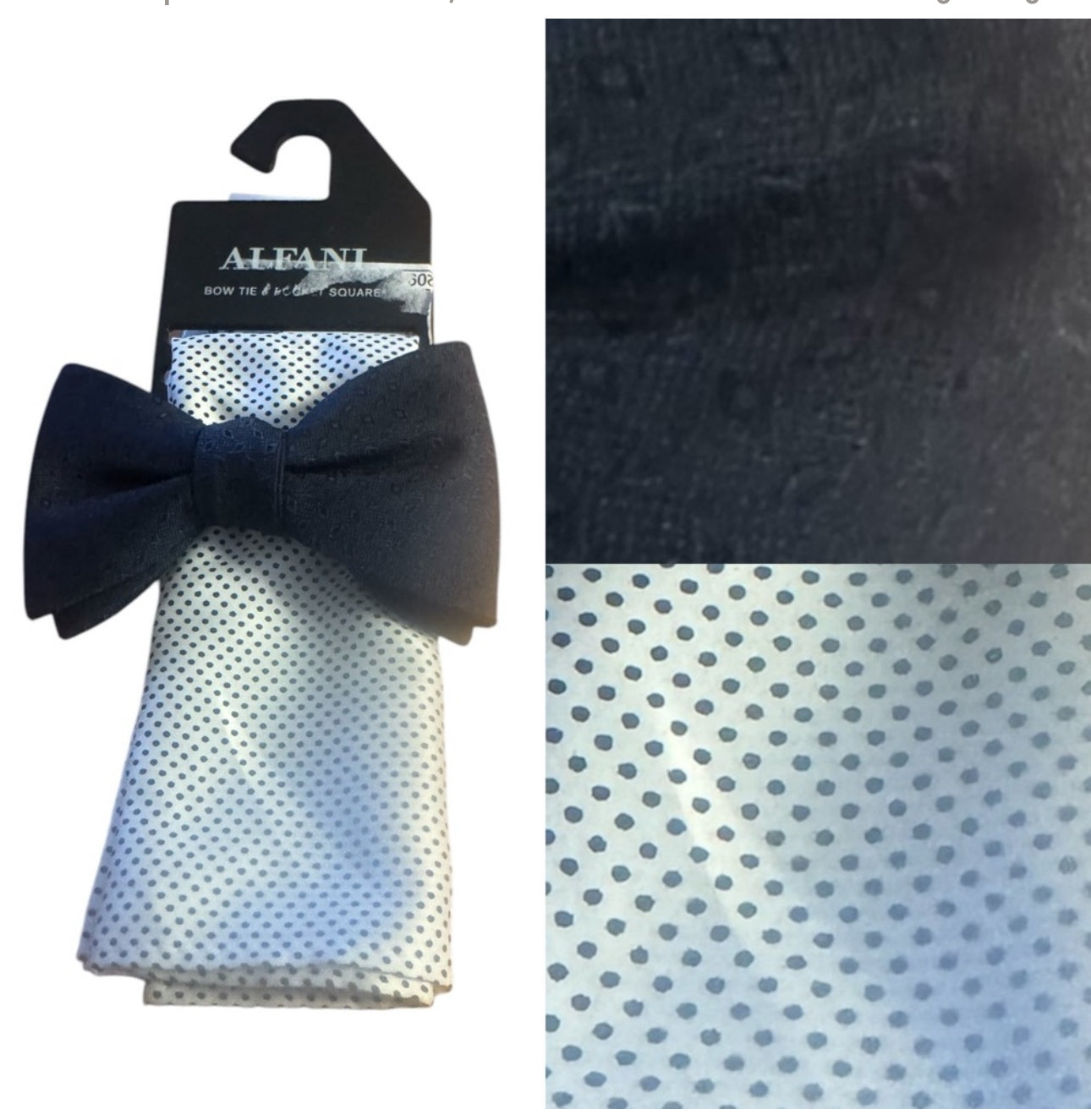 Alfani Navy Bow Tie and Pocket Square Set