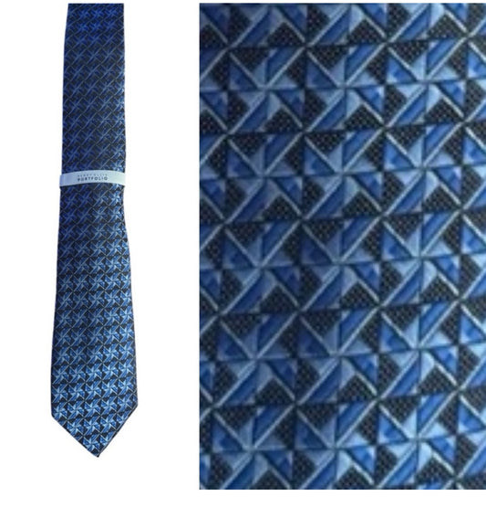 Portfolio Men's Blue Geometric Tie