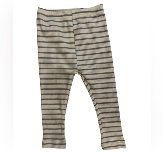 Cream and Black Striped Leggings with Tapered Fit