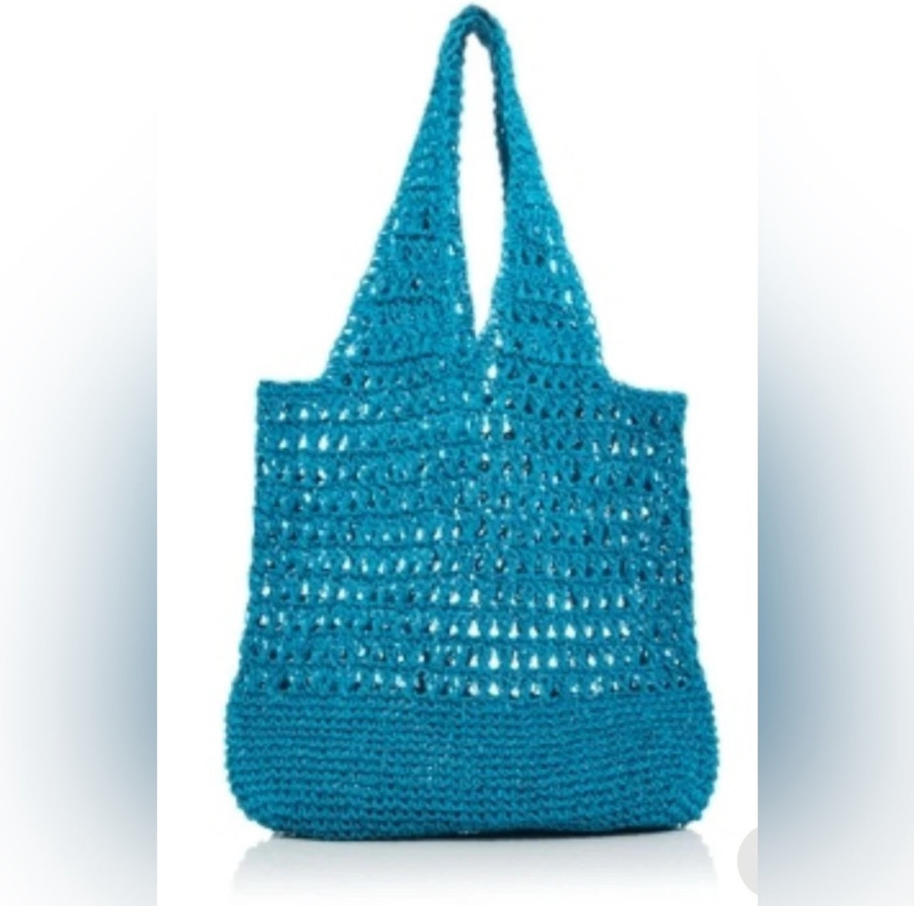 Aqua Bloomingdale’s Exclusive Handcrafted Blue Crochet Tote Bag