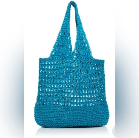Aqua Bloomingdale’s Exclusive Handcrafted Blue Crochet Tote Bag