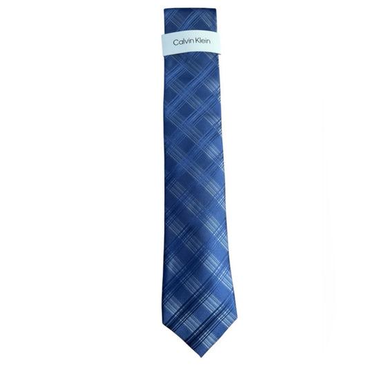 Calvin Klein Blue Plaid Tie Modern Design