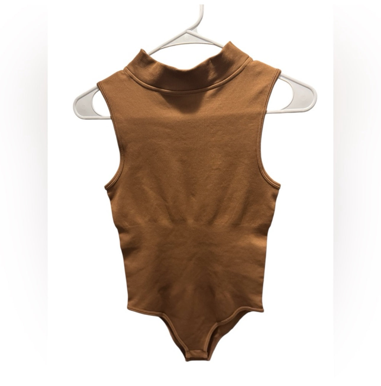OQQ Ribbed Brown Sleeveless Bodysuit
