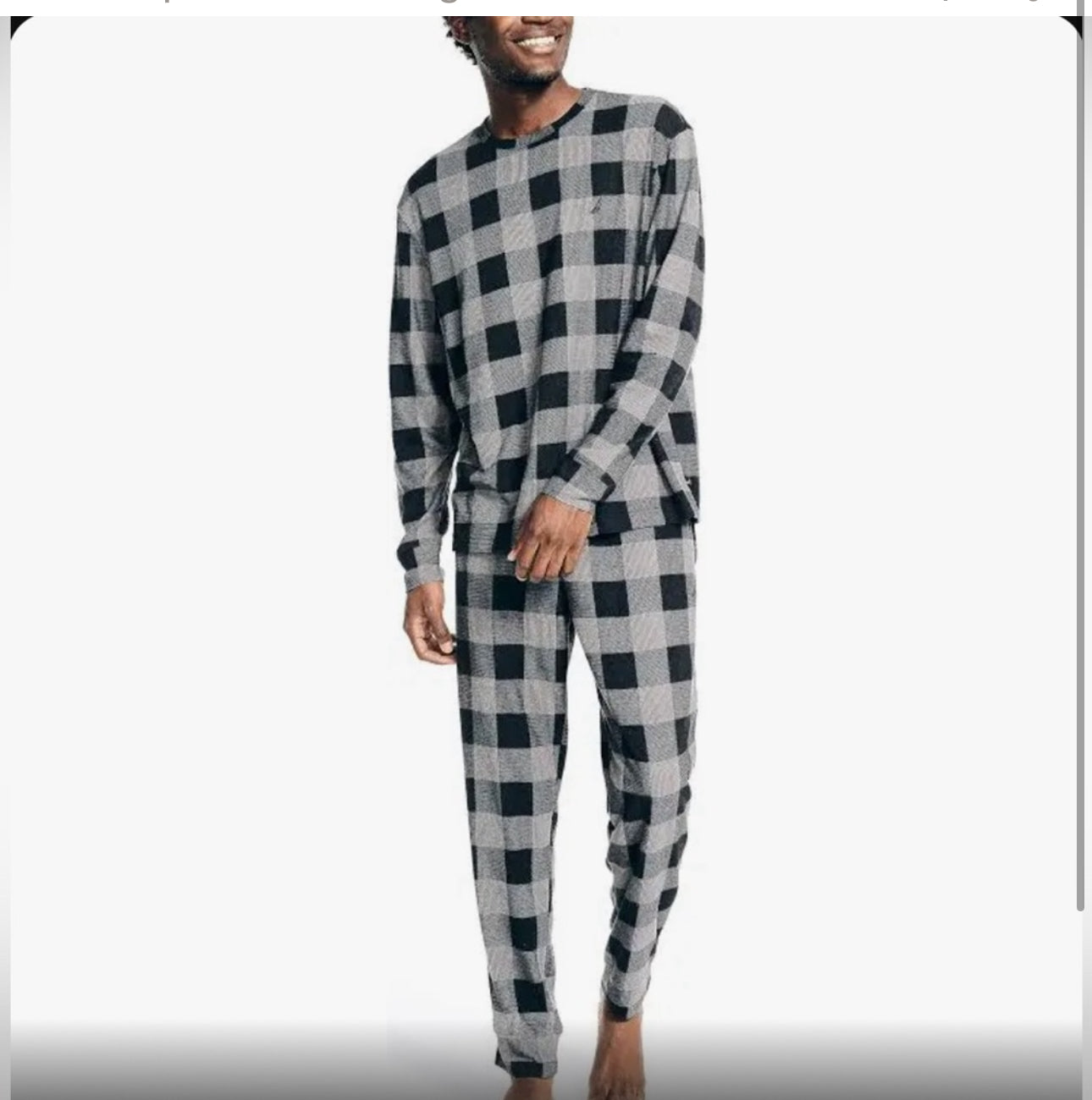 Nautica Men's L/S Crew Tee and Jogger Waffle Knit Plaid Pajama Pant …