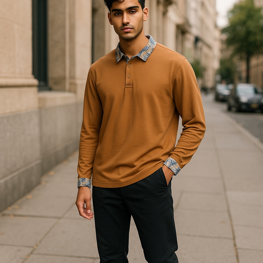 Volcom Brown Casual Button Down Shirt with Patterned Collar