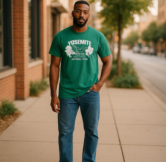 Vibrant Green Short Sleeve Tee with Graphic Design