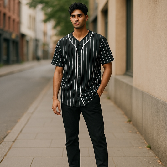 Ealer baseball Sportswear Black and White Jersey button-down Shirt