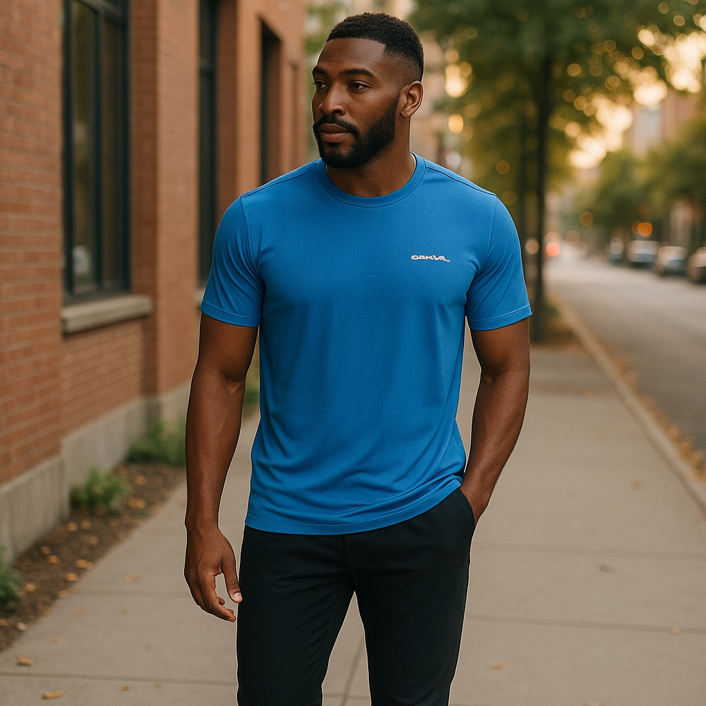 GRAMVAL Blue Men's short sleeve Shirt