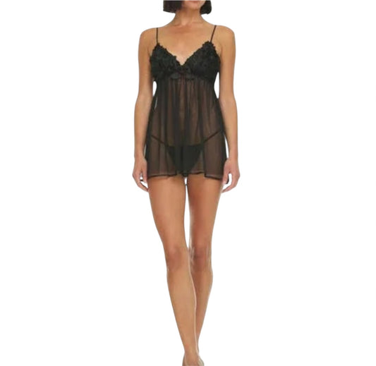 Flora Elegant Black intimate Lace Chemise
