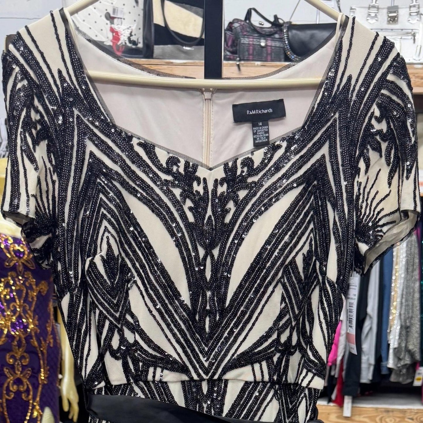 R&M Richards Elegant Black and White Women's Dress