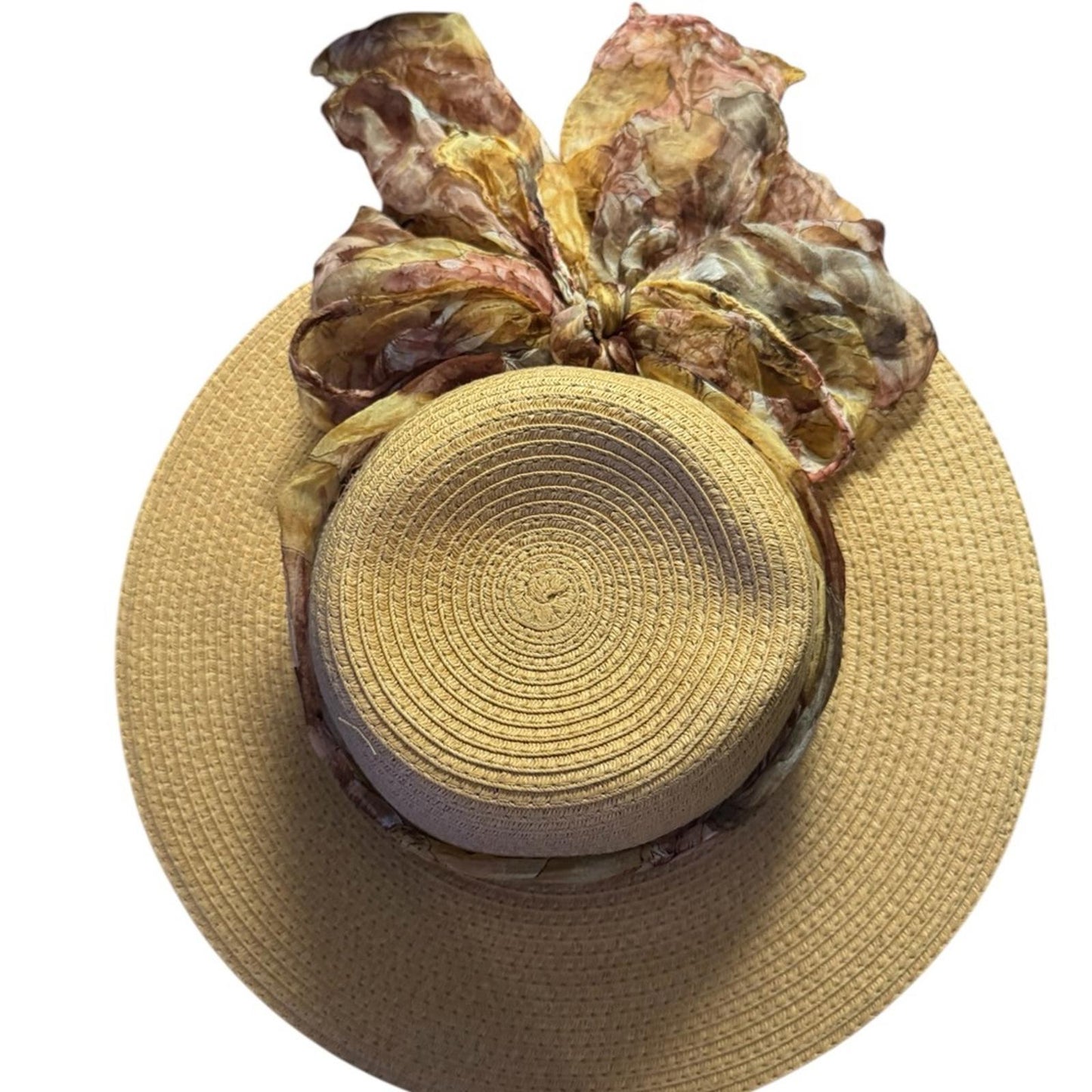 Elegant Tan Sun Hat with Floral Accent