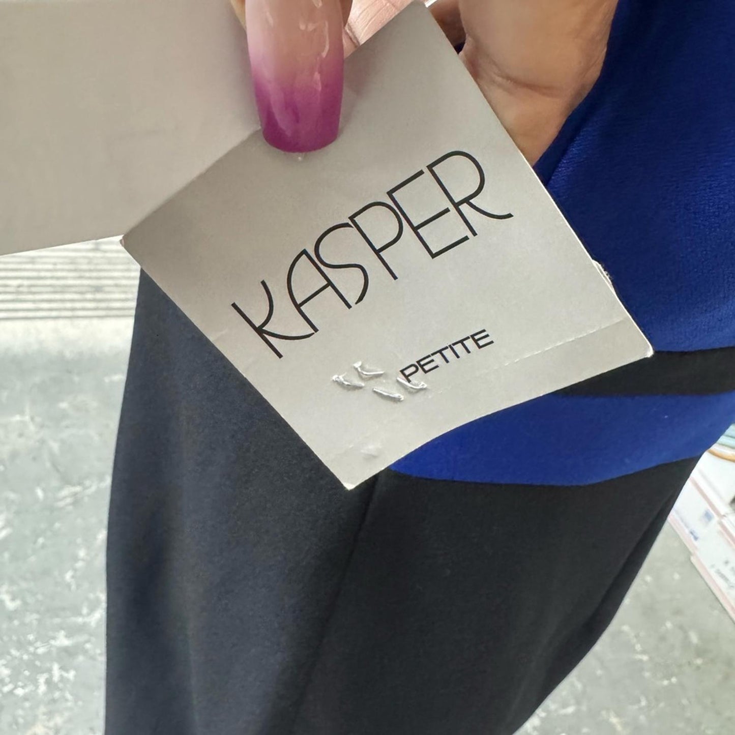 Kasper Elegant Blue and Black Sleeveless Dress