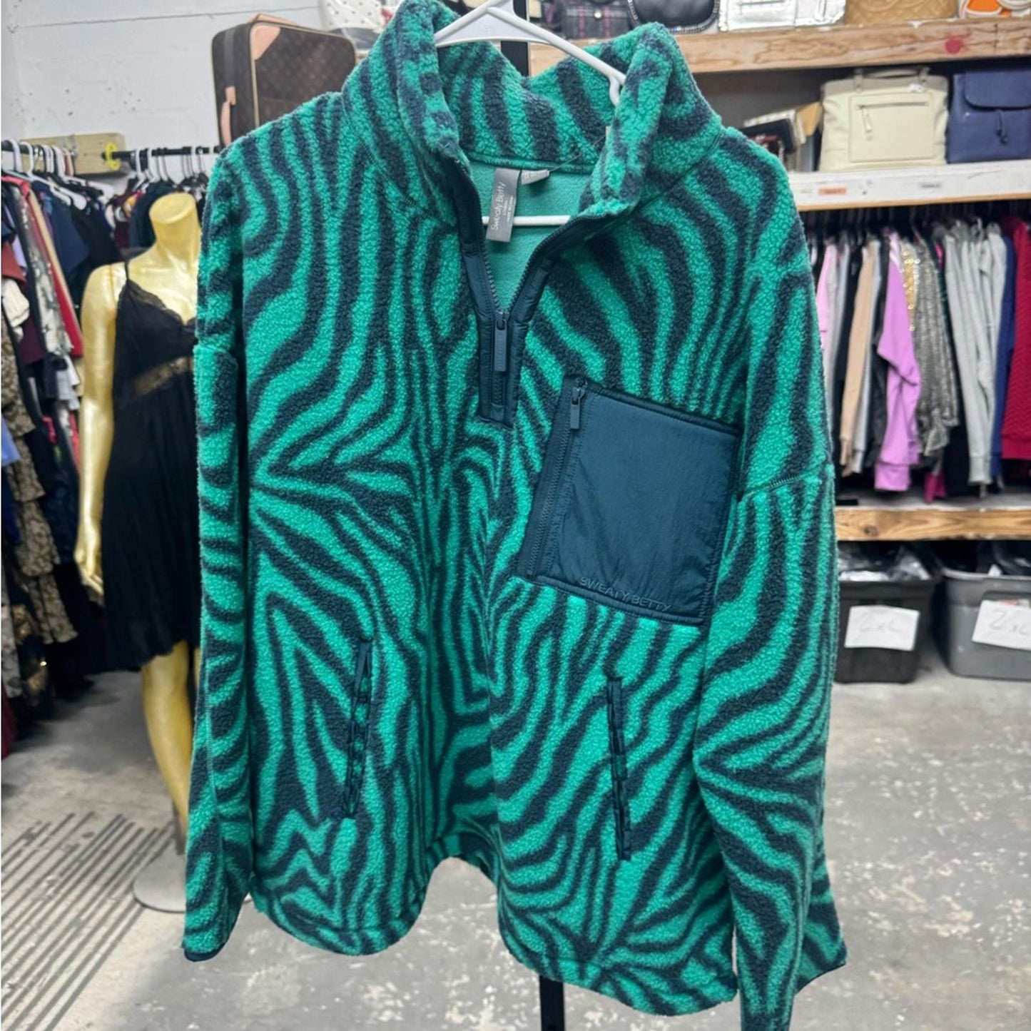 Sweaty Betty Teal Zebra Print Sweatshirt