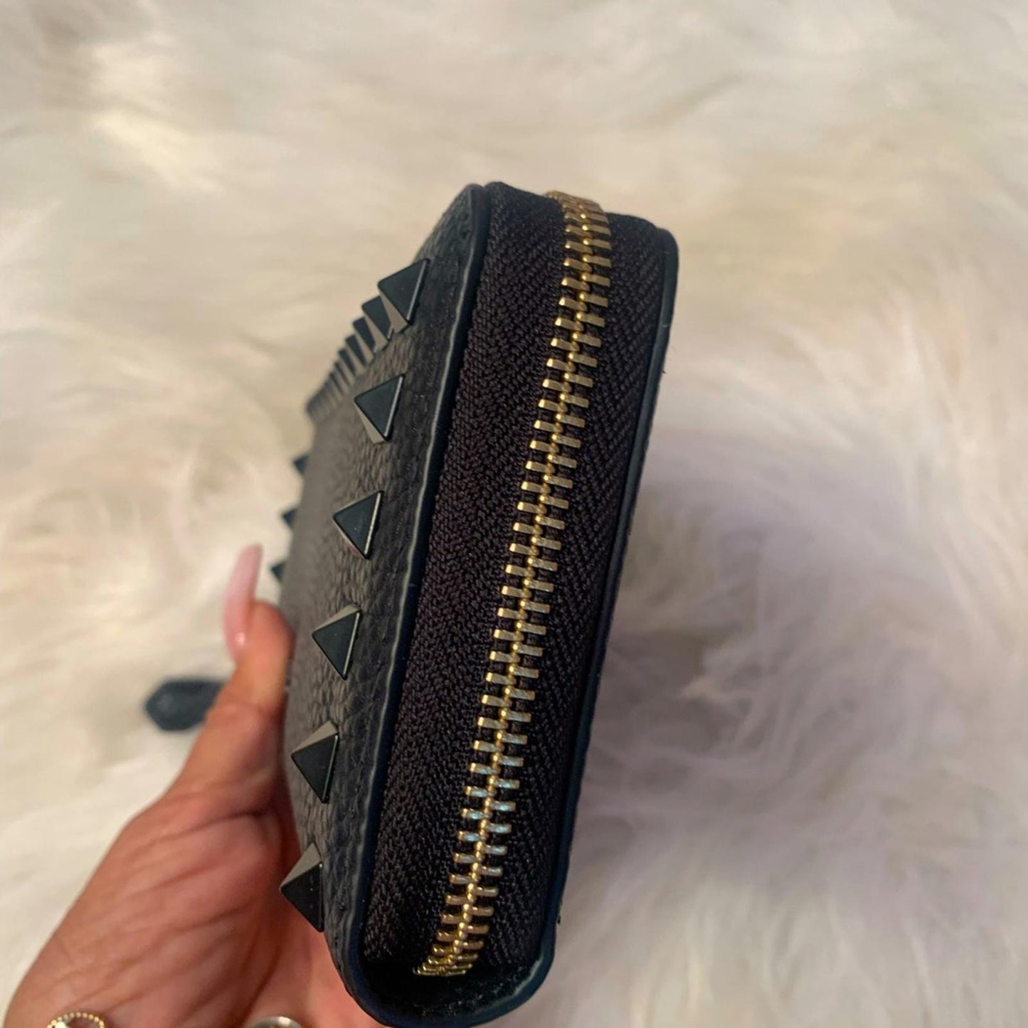 Authentic Valentino Garavani Rockstud Zip Around Wallet