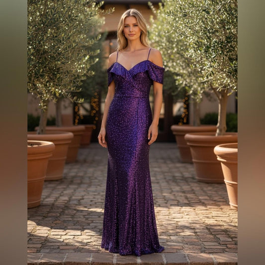 Xscape Elegant Purple Evening Gown