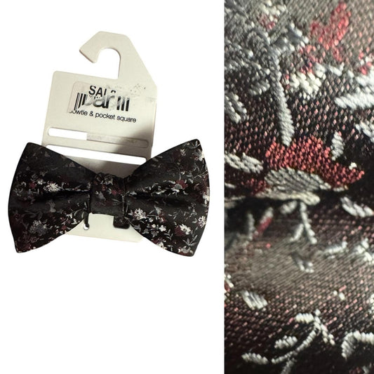 Bar III Black Floral Bow Tie
