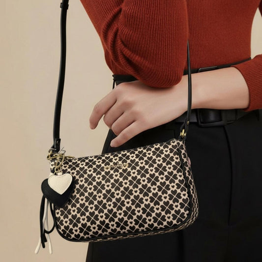 Nanette Lepore Elegant Black and Cream Patterned Women's Bag
