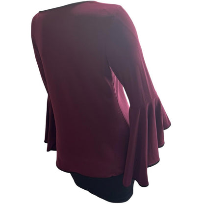 Sam & Jess Elegant Burgundy Bell Sleeve Top