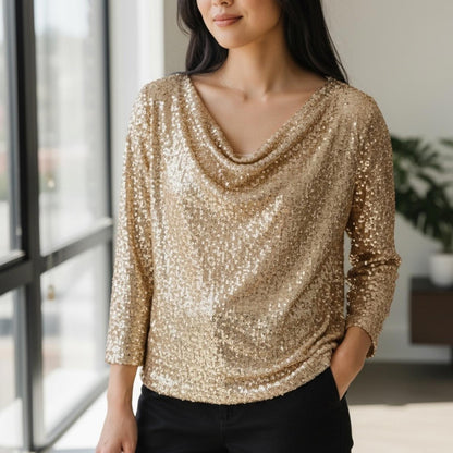 Vince Camuto Gold Sequin Top