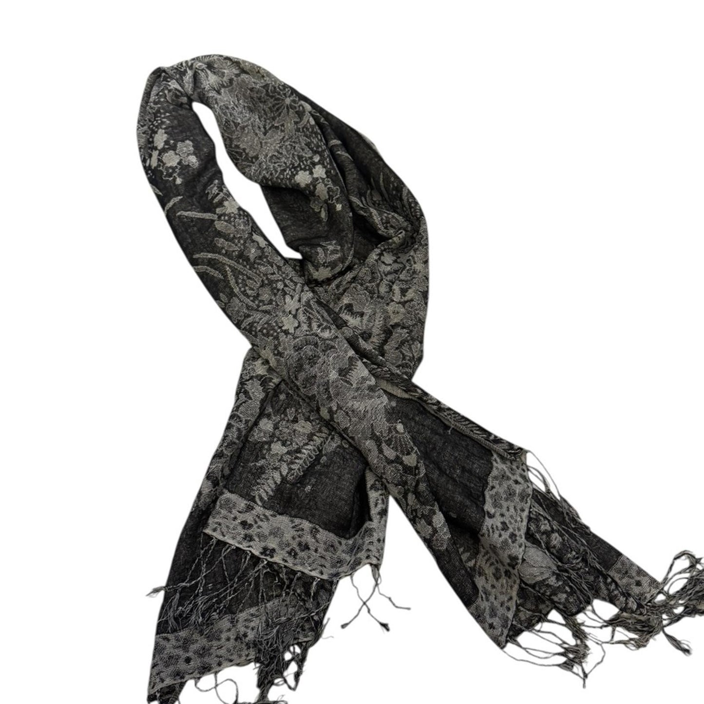 Pre-Love Elegant Black and Gold Scarf