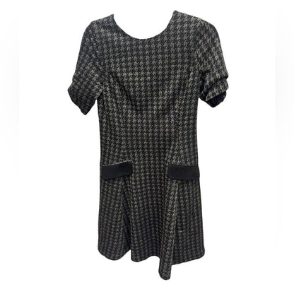 DKNY Black and Gray Houndstooth Mini Dress