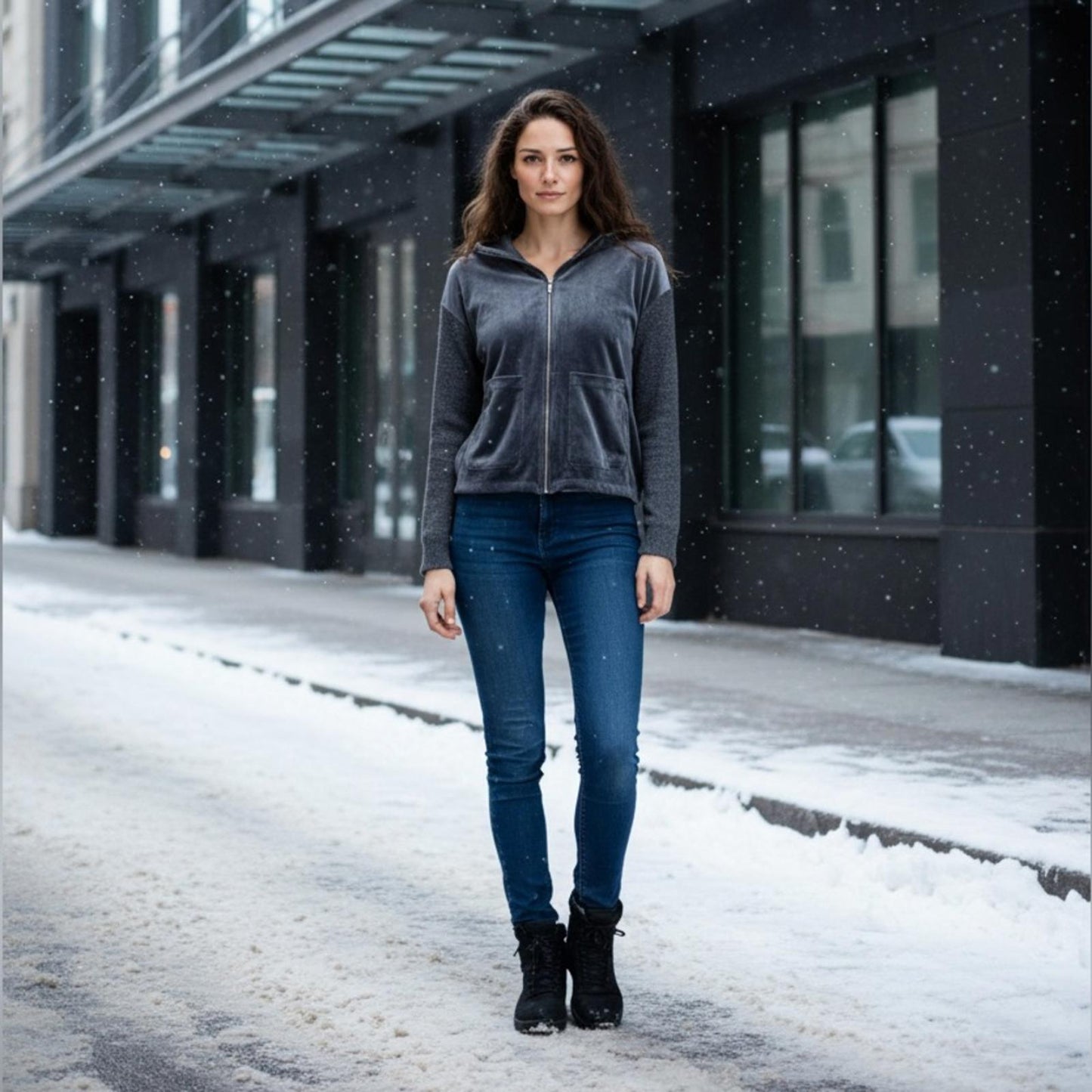 Vince Camuto Charcoal Zip-Up Jacket