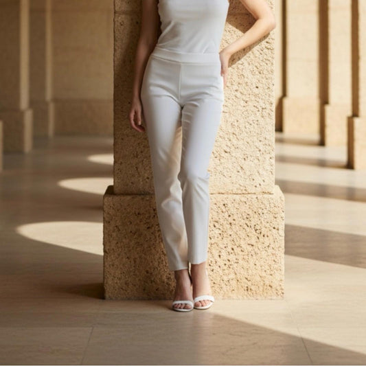 JM Collection Women's White Ankle Pants