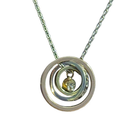 Elegant Silver, Rose Gold and Gold Pendant Rings “Love Mom” Necklace