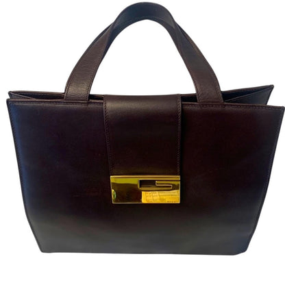 Authentic Gucci vintage Dark Brown Shoulder Bag with Gold Detail