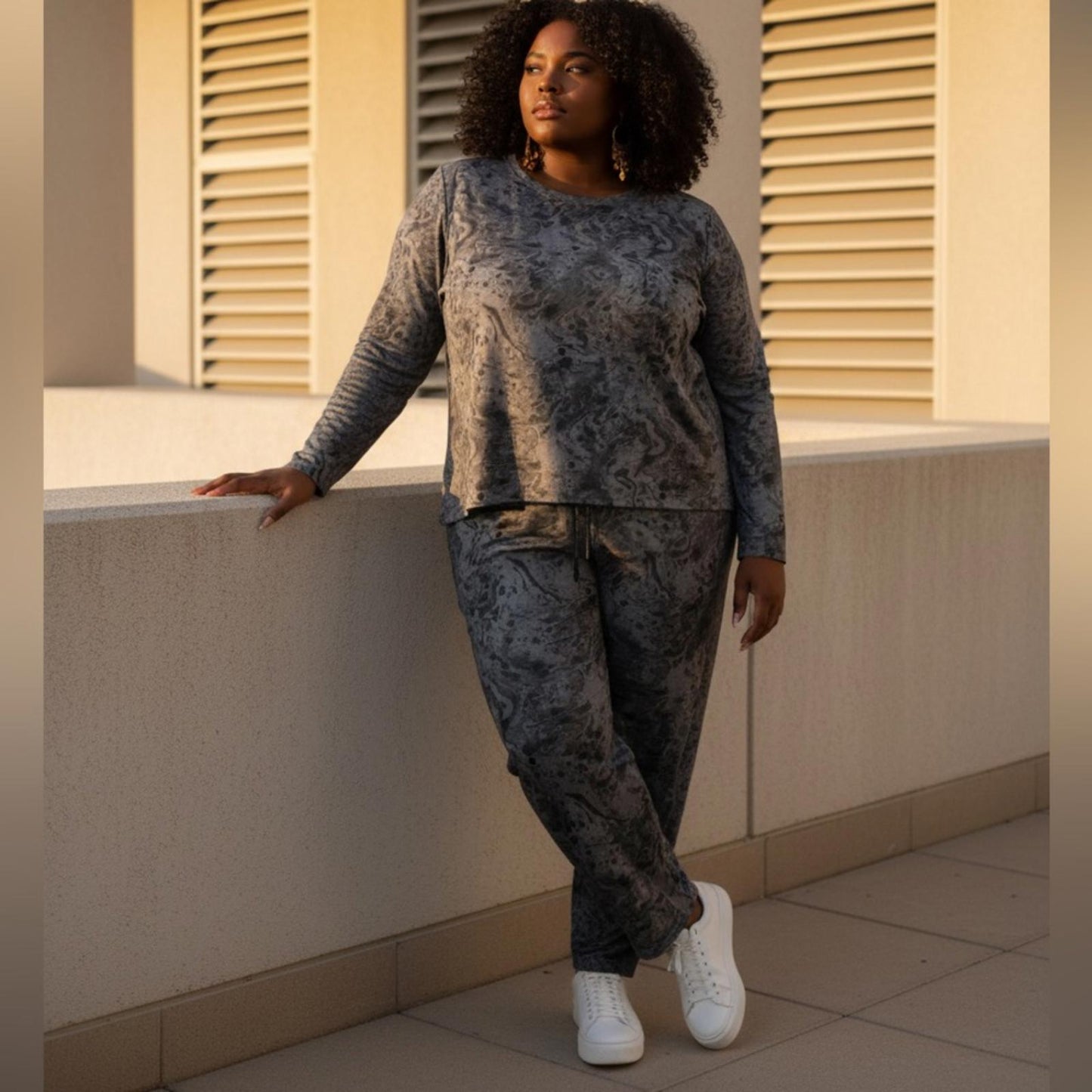 Ideology Charcoal Patterned Lounge Set