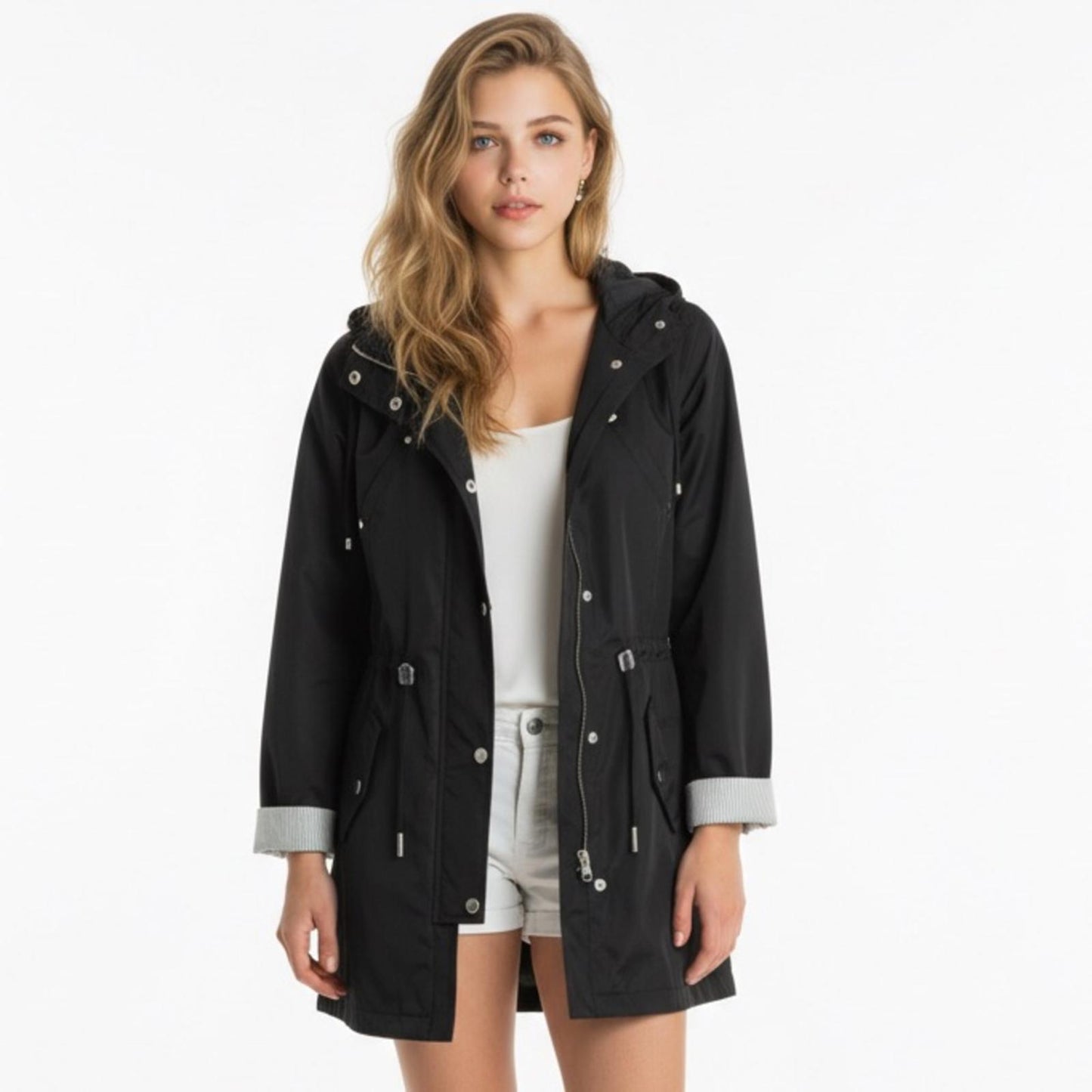 Charter Club Black Utility Jacket with Hood