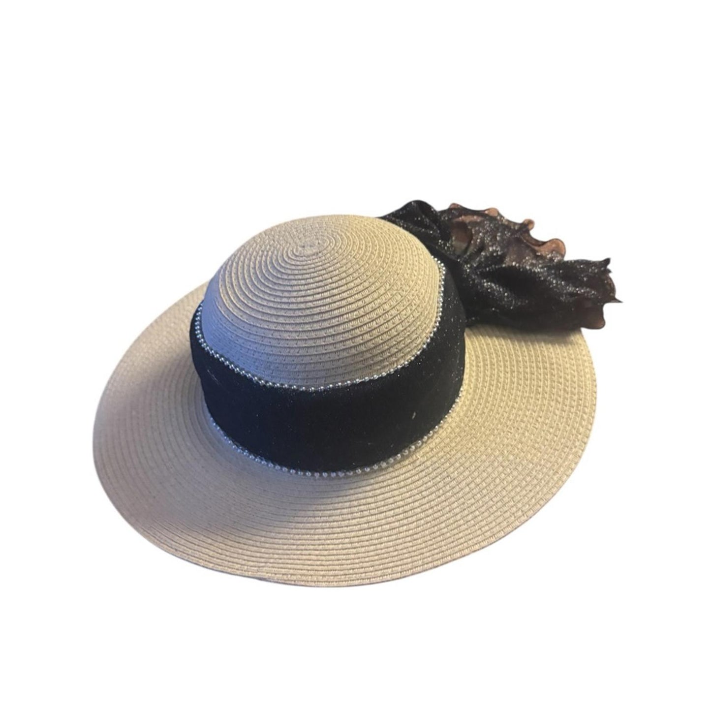 Elegant Tan Sun Hat with black Accent