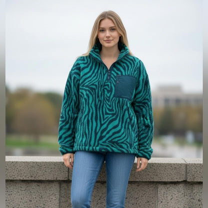 Sweaty Betty Teal Zebra Print Sweatshirt