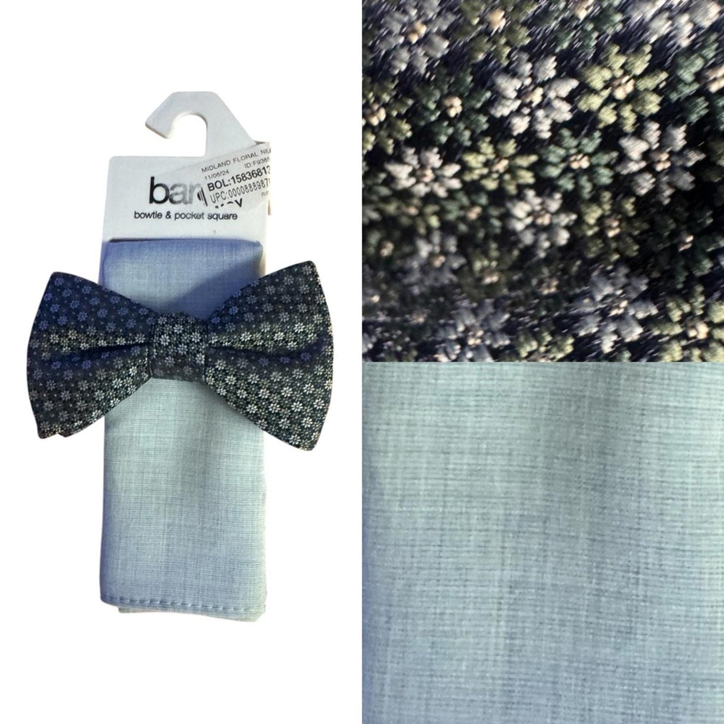 Bar III Blue Bow Tie and Pocket Square Set