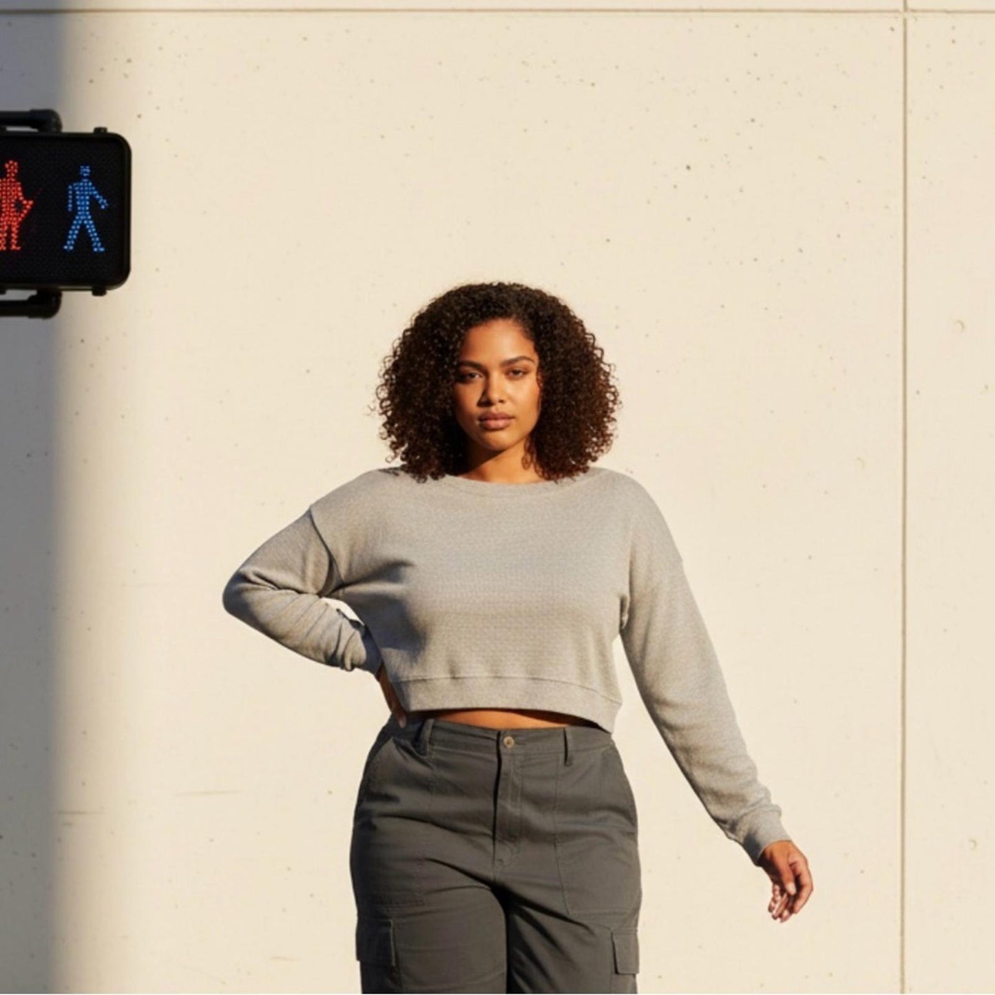 Ideology Light Gray Cropped Sweater