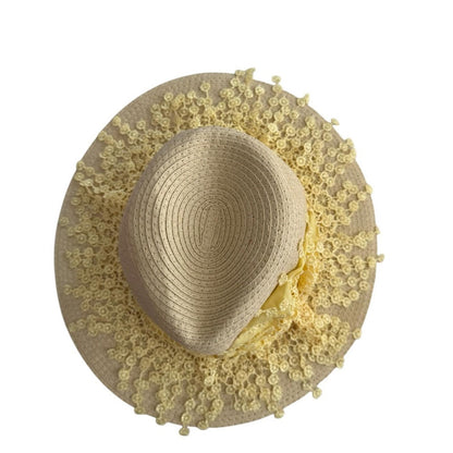 Elegant Tan Sun Hat with Yellow Accent