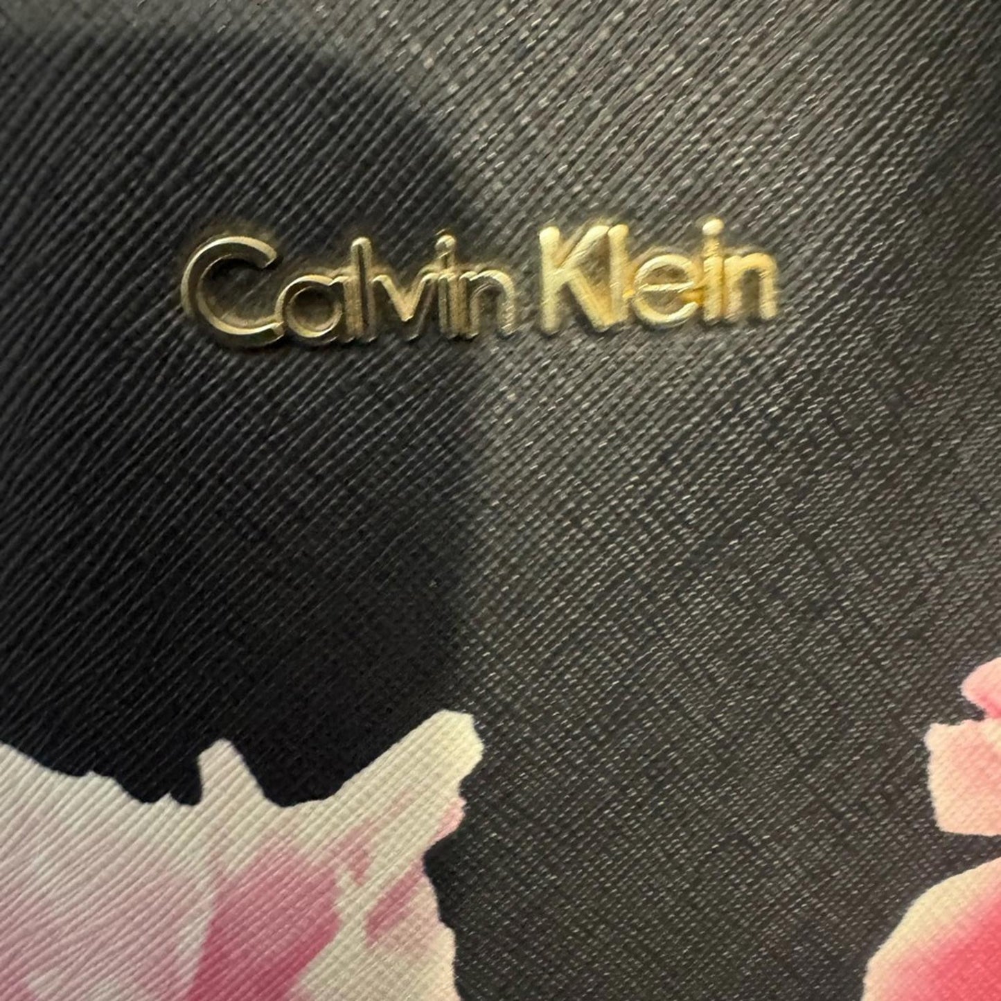 Pre-Love Calvin Klein Black Tote with Pink and White Floral Accents