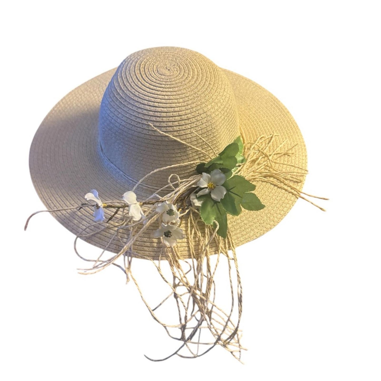 Elegant Tan Sun Hat with tan/grn Accent