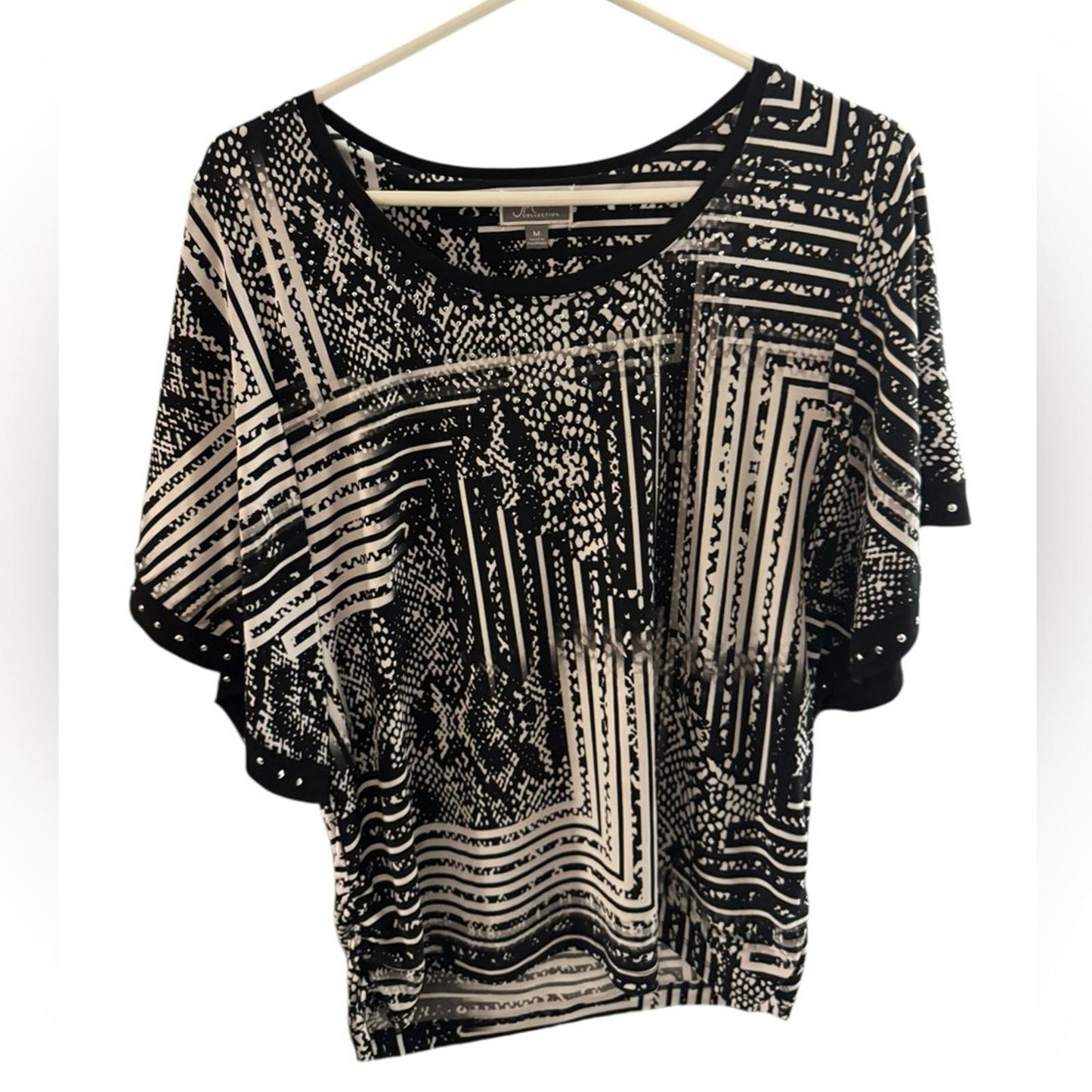 Pre-Love JM Collection Black and Cream Patterned Blouse