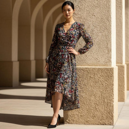 Vince Camuto Multicolor Long Sleeve Dress