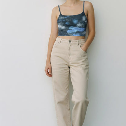 Nike Blue and White Tie-Dye Crop Top