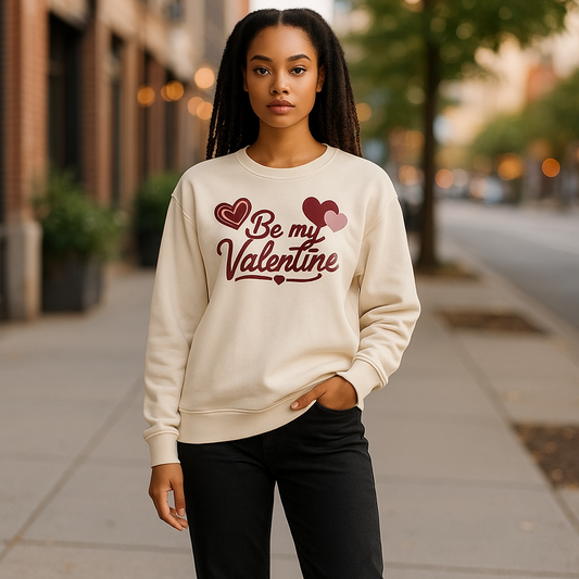 Woman’s Tan  Be My Valentine Cream Sweatshirt