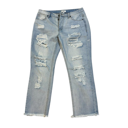 Easel Light Blue Distressed Straight Leg Jeans