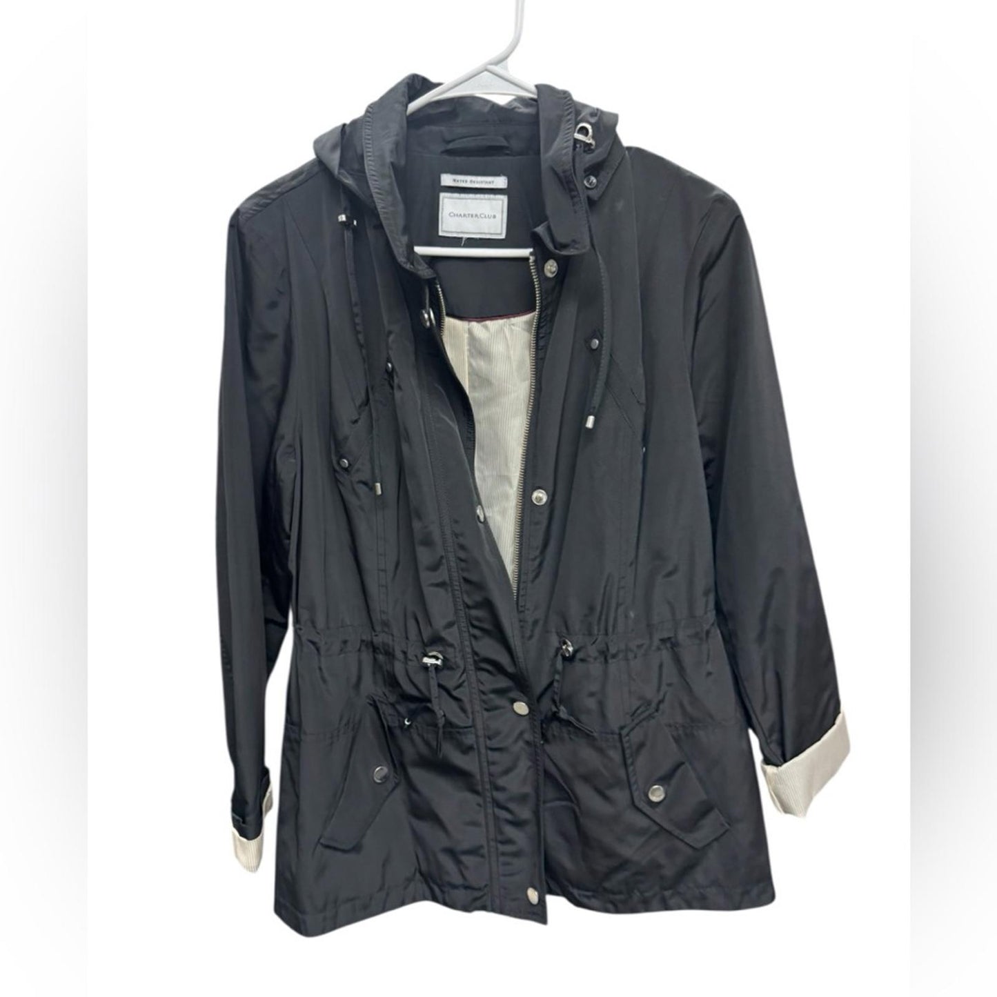 Charter Club Black Utility Jacket with Hood