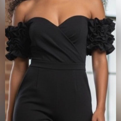 Xscape Elegant Black Off-Shoulder Jumpsuit