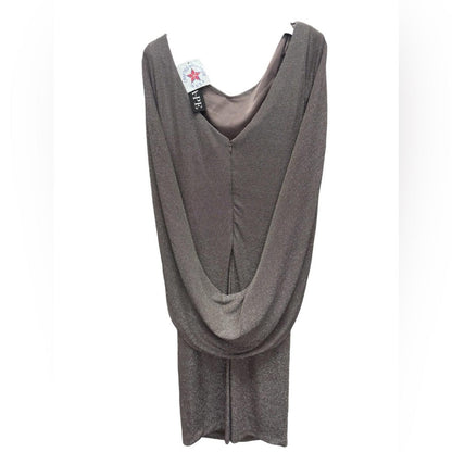 Xscape Charcoal Elegant Drape Back Scuba Crepe Dress