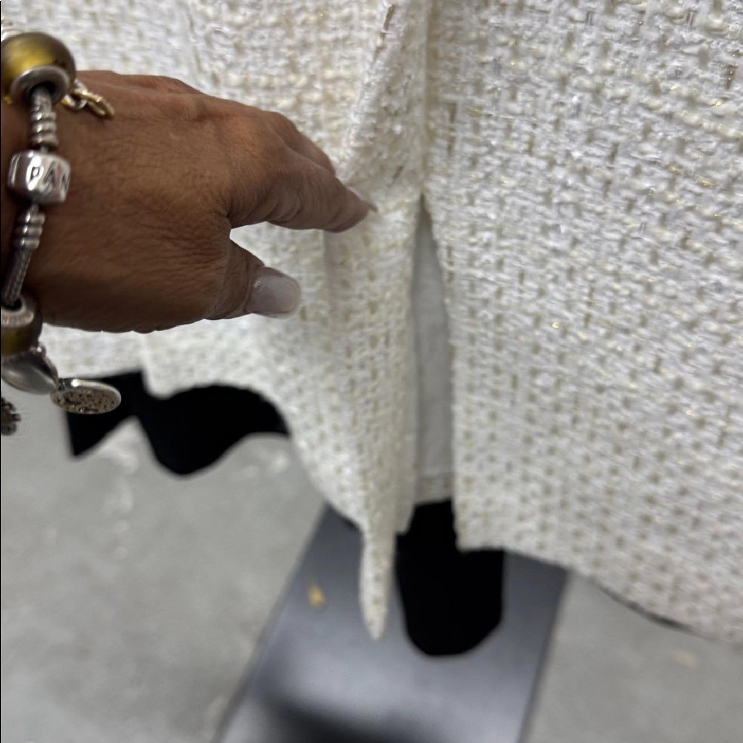 Donna Karan White Midi Dress with Gold Accents