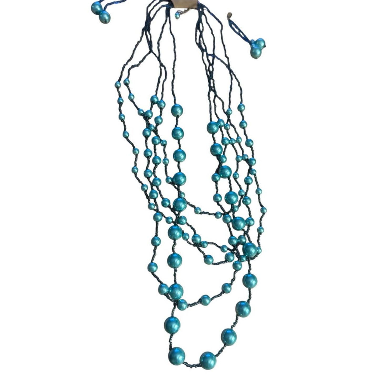 Elegant Blue Beaded Necklace and Earring Set