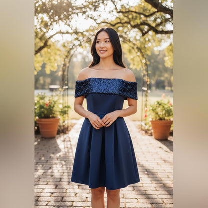 Eliza J Strapless Navy Blue Dress