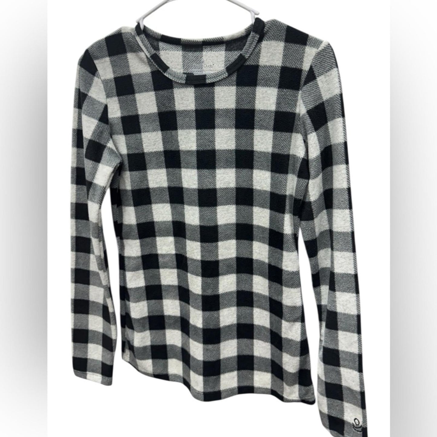 Cuddl Duds Fleece Checkered Long Sleeve Top